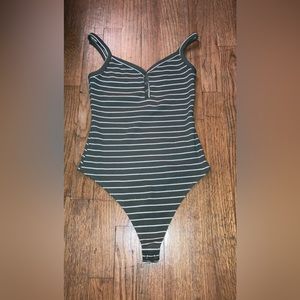NWOT No Boundaries Striped Bodysuit Green Size Small